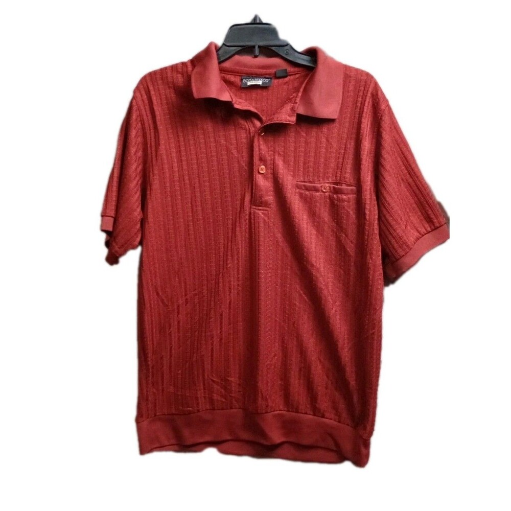 Vtg Botany 500 Red Polo Shirt Men's Sz L Banded Bottom Hem No Tuck